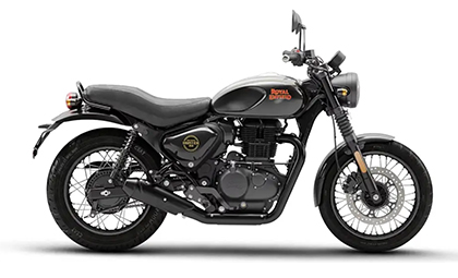 Side view of the Royal Enfield Hunter 350, highlighting its street-roadster design, showcasing details about the Hunter 350 price, top speed, and mileage.