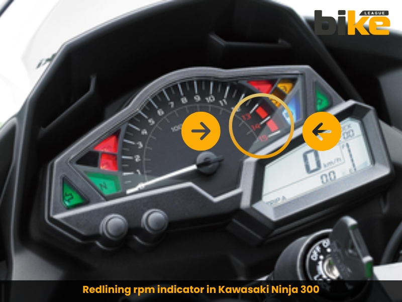 Redlining rpm indicator in Kawasaki Ninja 300