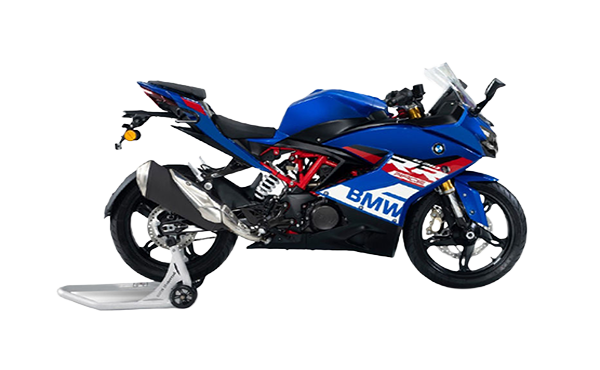 3 BMW G 310 RR in Cosmic Black, side profile showcasing its sporty and aerodynamic design.