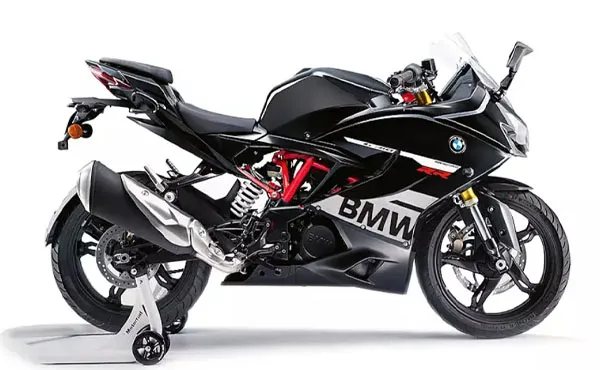BMW G 310 RR in Cosmic Black, side profile showcasing its sporty and aerodynamic design.