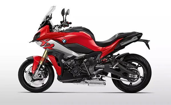 BMW S 1000 XR in Racing Red, side profile showcasing its sporty and adventure-ready design.