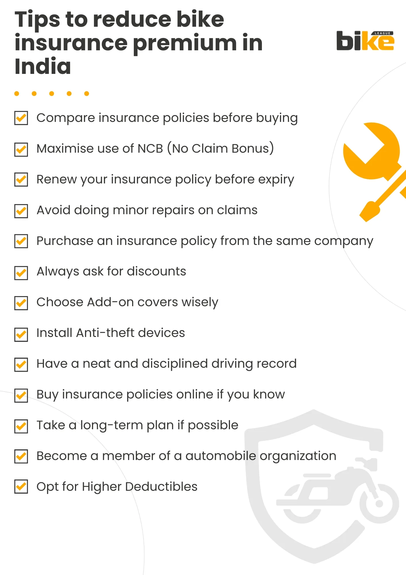 Tips to reduce bike insurance premium in India