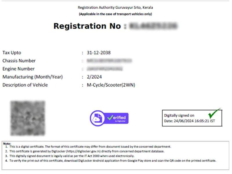Online two wheeler tax receipt in India