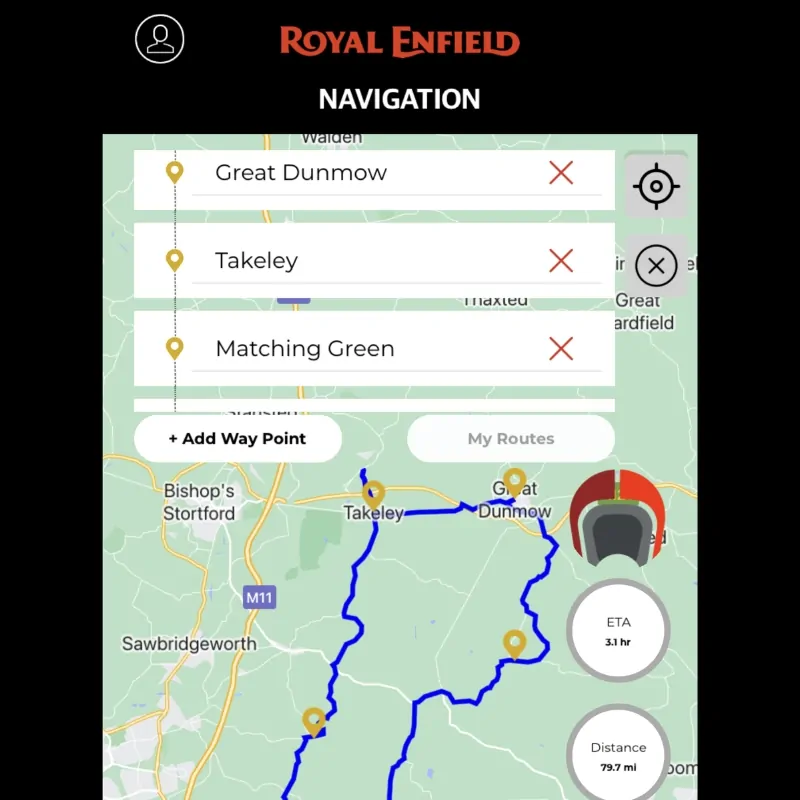 Royal Enfield motorcycle navigation app in India
