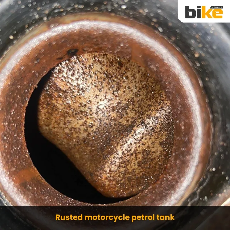 Rusted motorcycle fuel tank