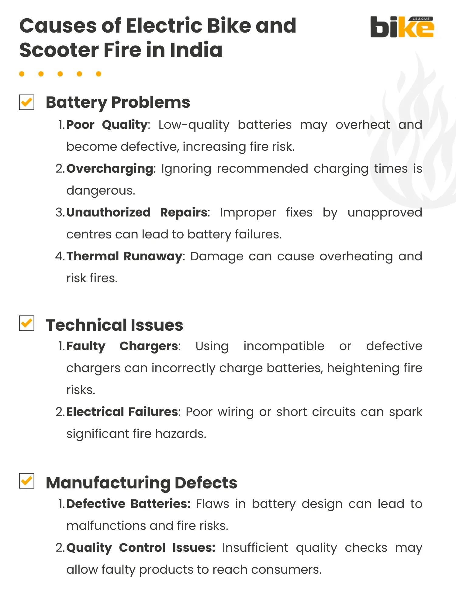 Causes of electric bike and scooter fire in India