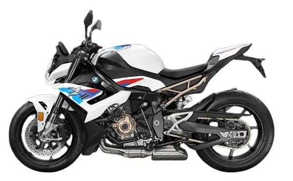 Untitled-13 BMW motorcycle, front view with a sporty design.