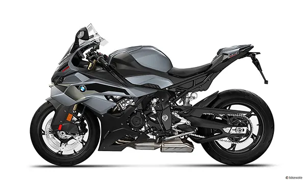 Untitled-8 BMW motorcycle, front three-quarter view highlighting its aggressive and sporty design.