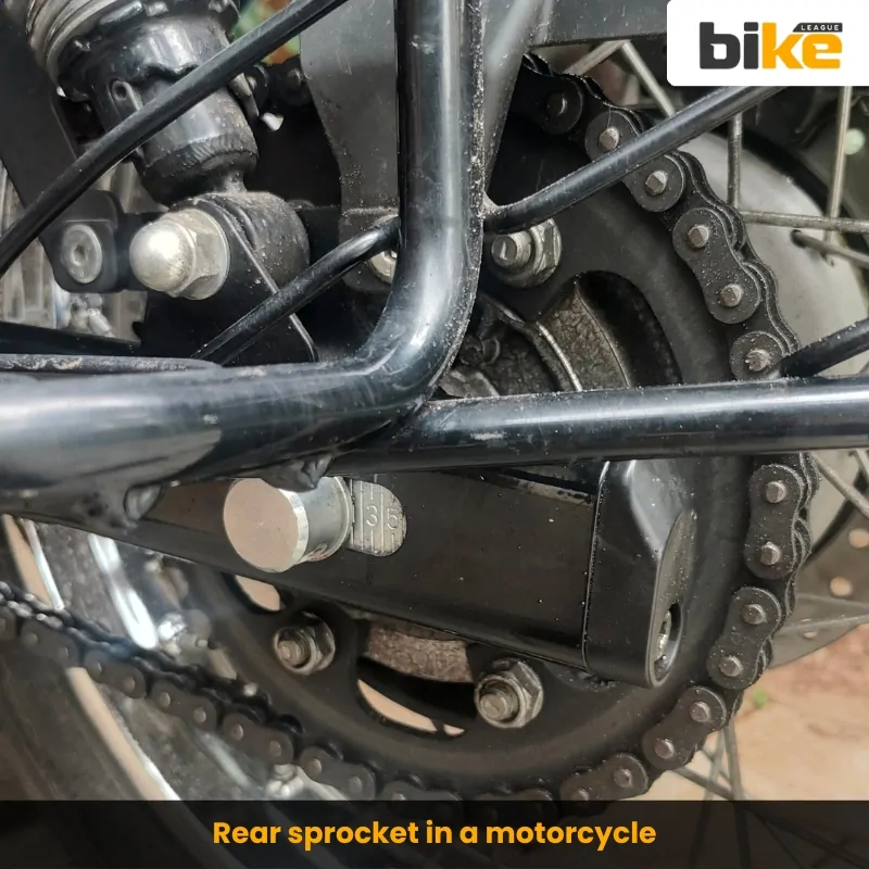 Rear sprocket in a motorcycle