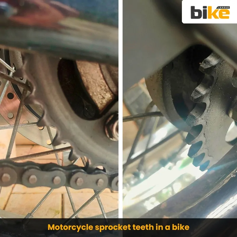 Sprocket teeth in a motorcycle