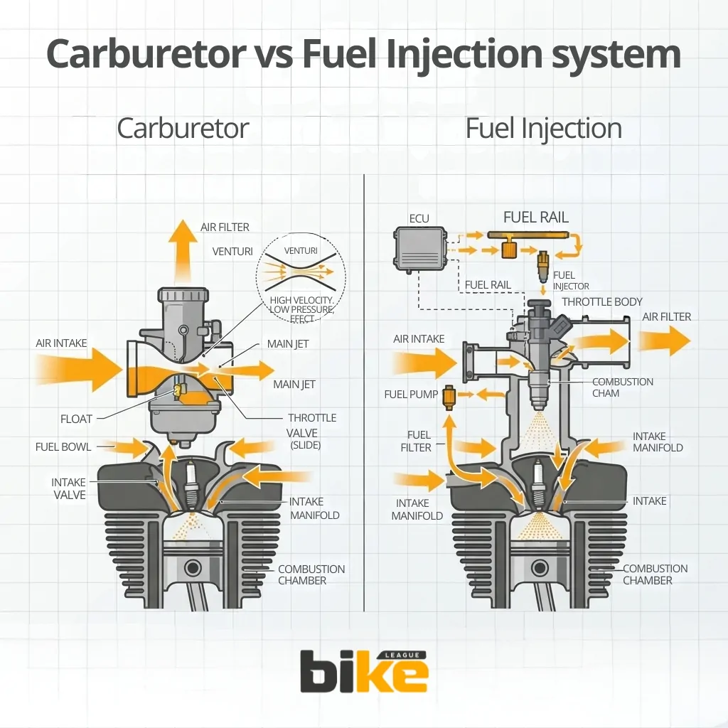 Carburetor vs Fuel Injection system in motorcycle