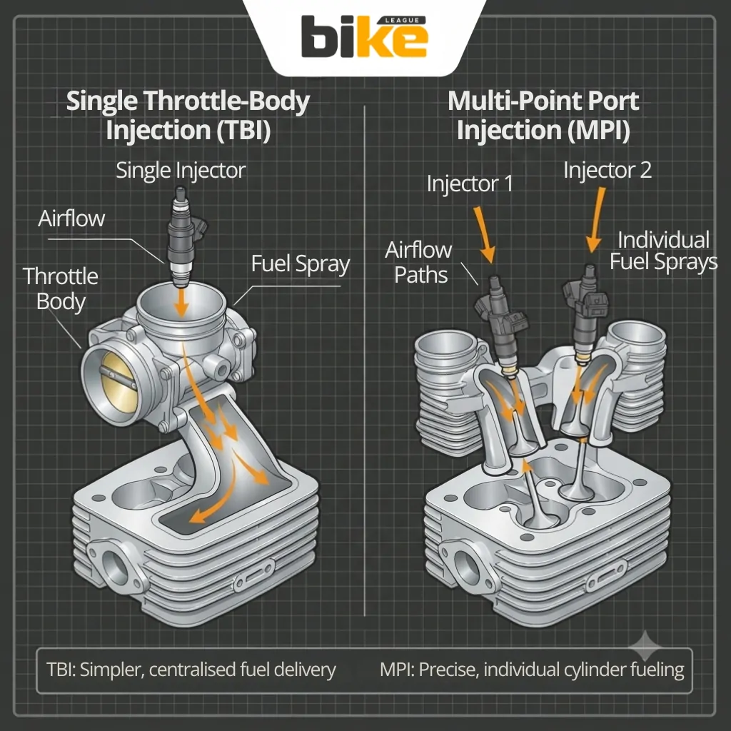 Single Throttle Body Injection (TBI) vs Multi Point Port Injection (MPI) in motorcycle