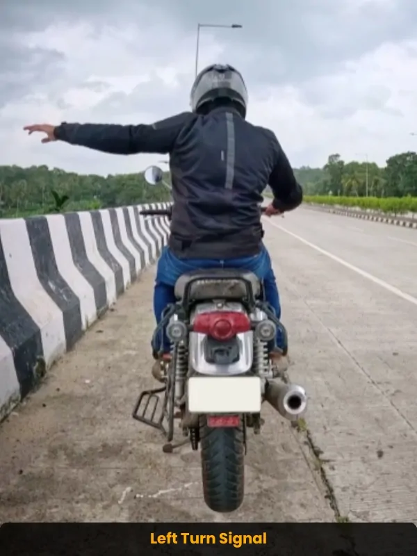 Left turn motorcycle signal