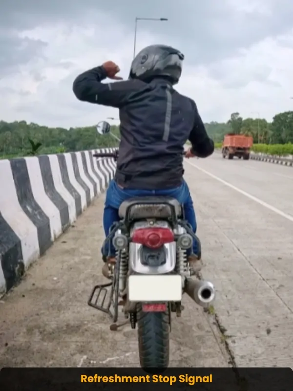Refreshment stop motorcycle signal