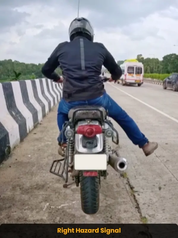 Right hazard motorcycle signal