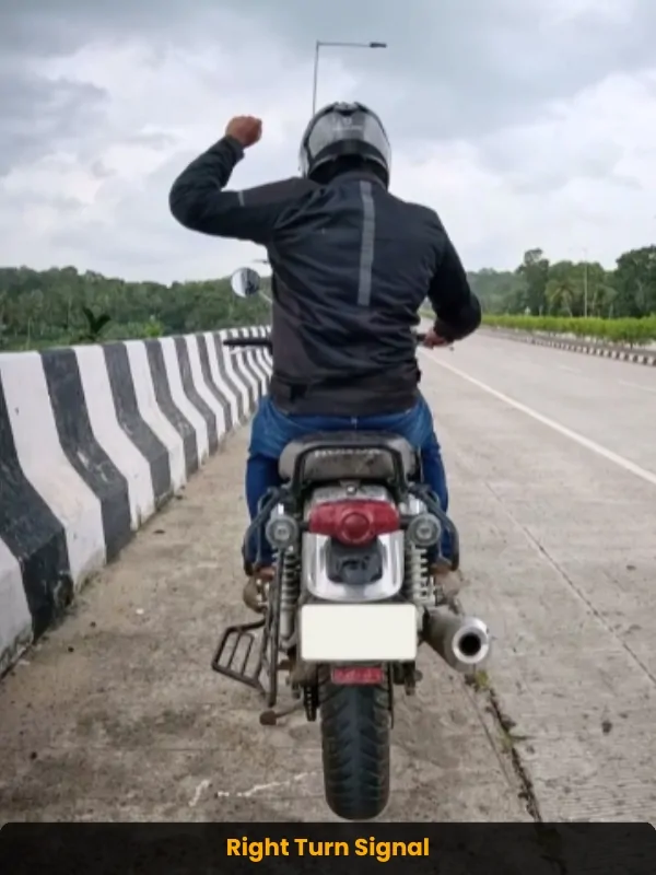 Right turn motorcycle signal