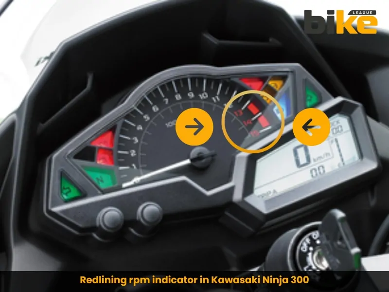 Redlining rpm indicator in Kawasaki Ninja 300