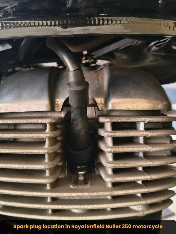 Spark plug location in Royal Enfield Bullet 350 motorcycle