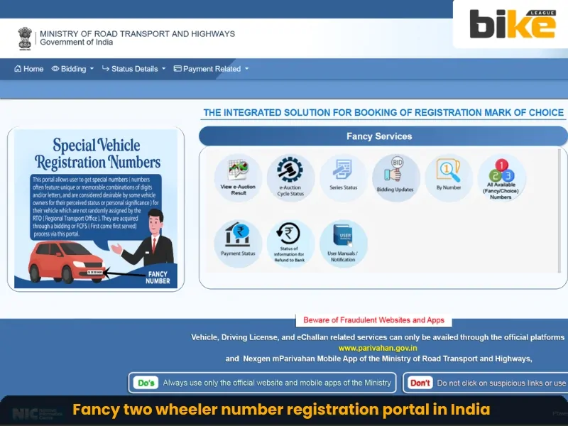 Fancy two wheeler number registration portal in India