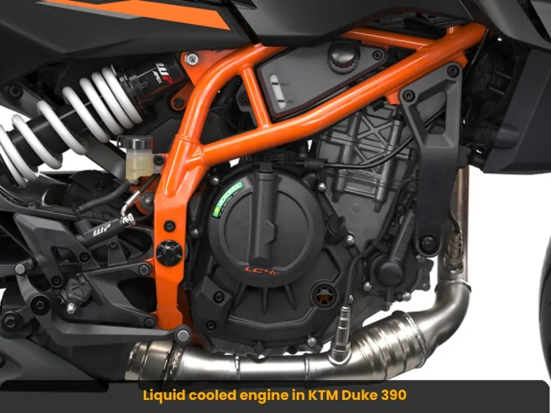 Liquid cooled engine in KTM Duke 390