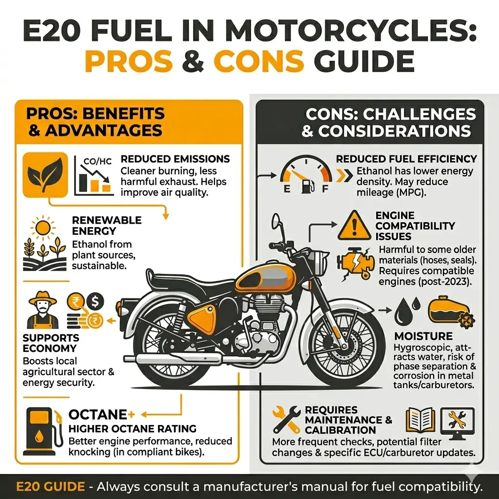 E-20 fuel pros and cons in bikes