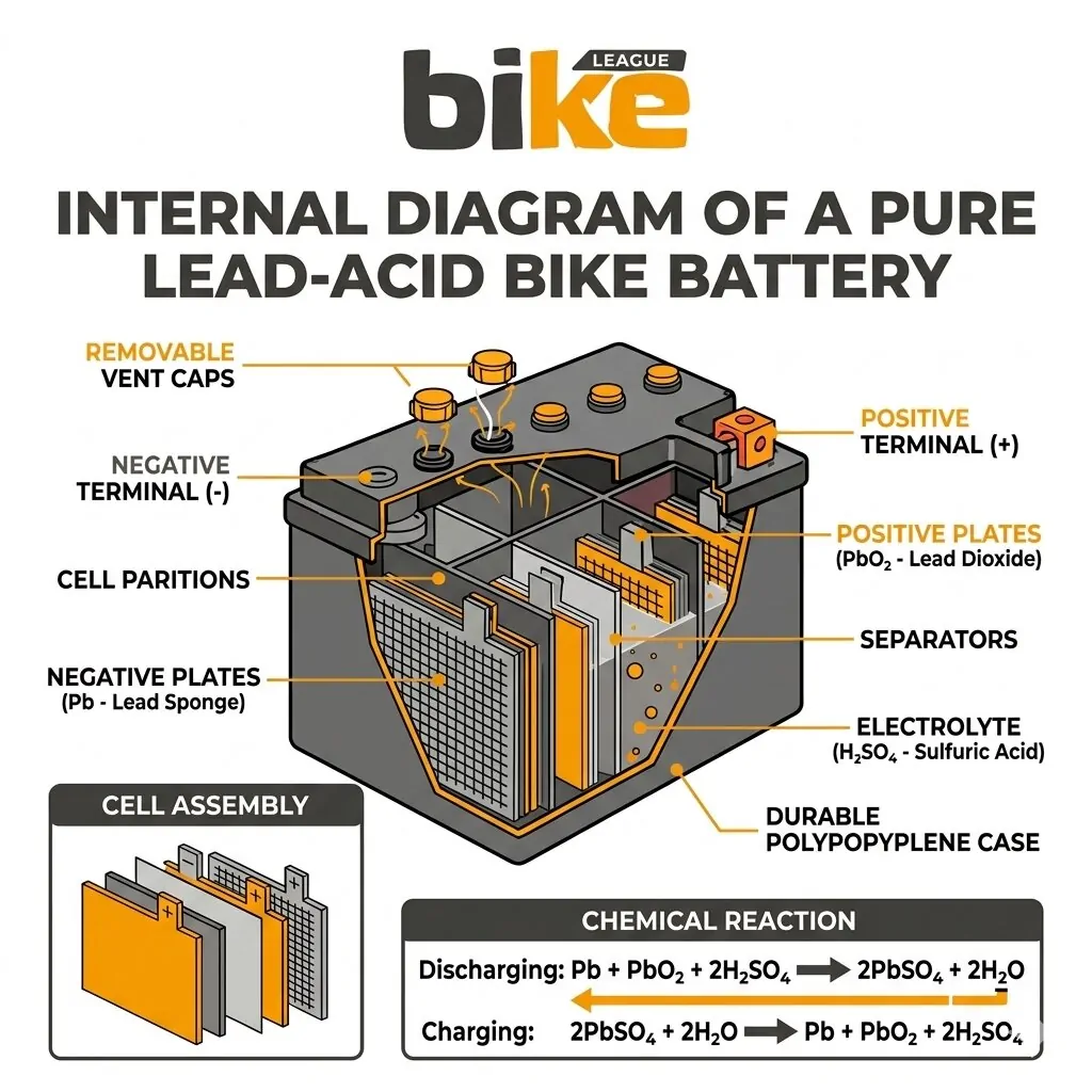 INTERNAL DIAGRAM OF A PURE LEAD-ACID BIKE BATTERY