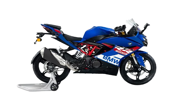 3 BMW G 310 RR in Cosmic Black, side profile showcasing its sporty and aerodynamic design.