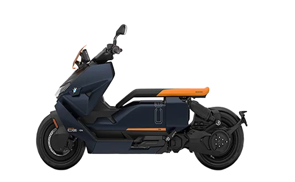 BMW CE electric scooter in blue with a sleek and futuristic design.