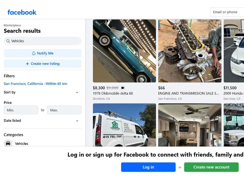 Facebook Marketplace website