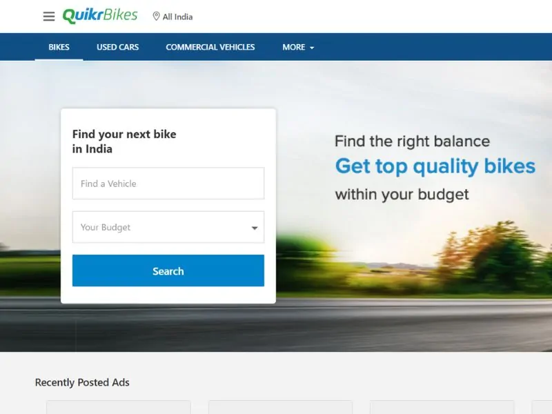 QuikrBikes website